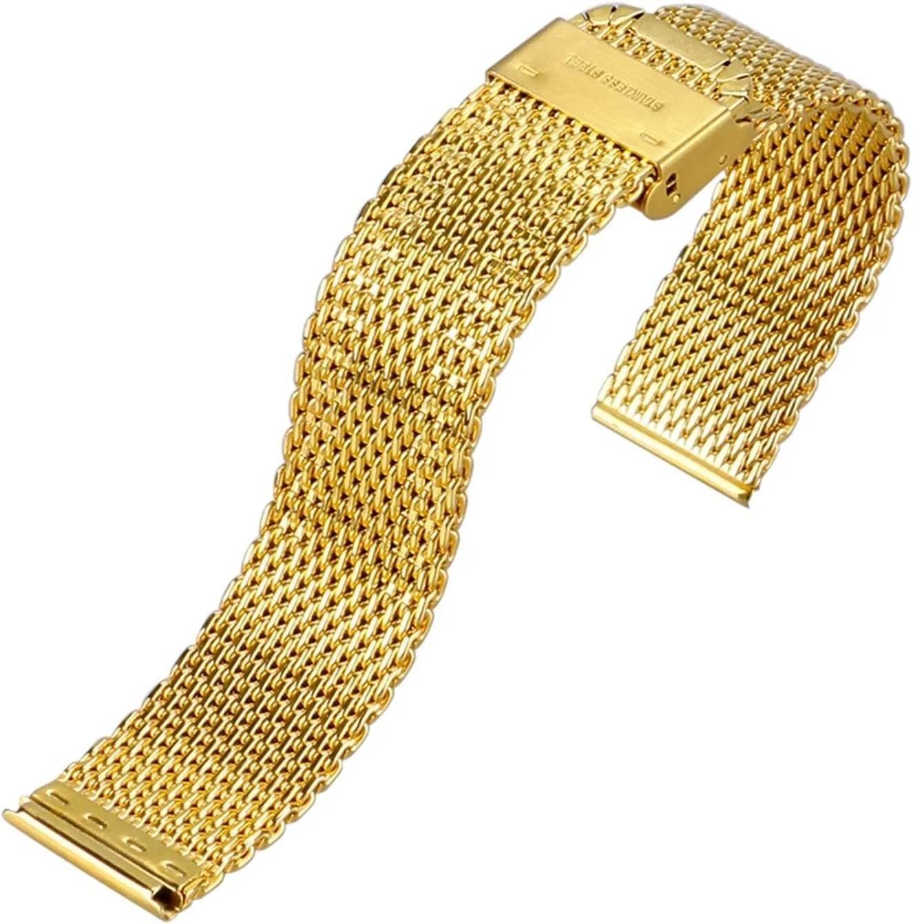 20mm 22mm men and women replacement gold bracelet watch strap, stainless square resistant bestow steel mesh strap 