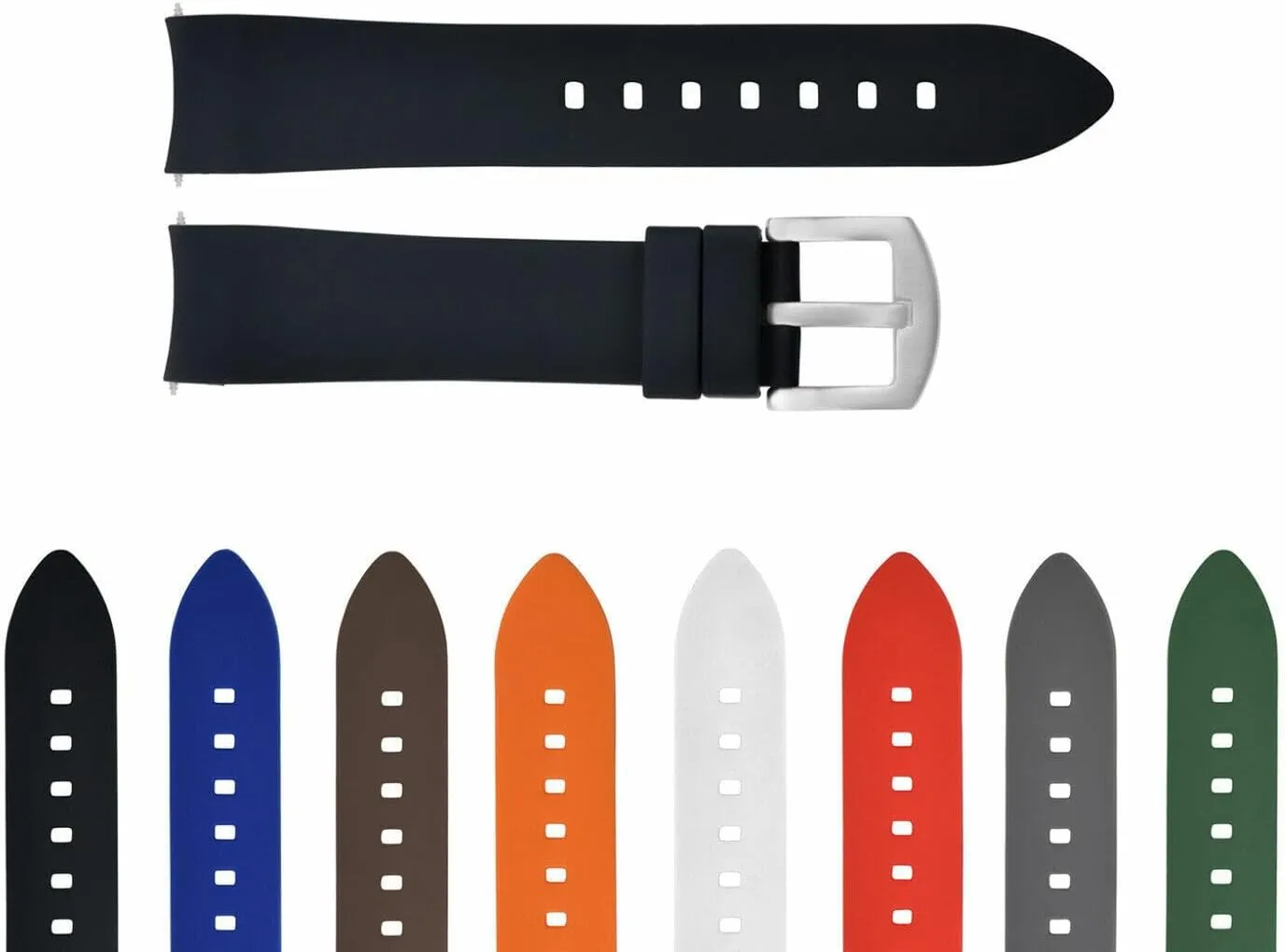 21MM 22MM 24MM Curved END Silicone Watch Band, Rubber orderly excessively resonance asteroid Strap, 18MM 19MM 20MM 