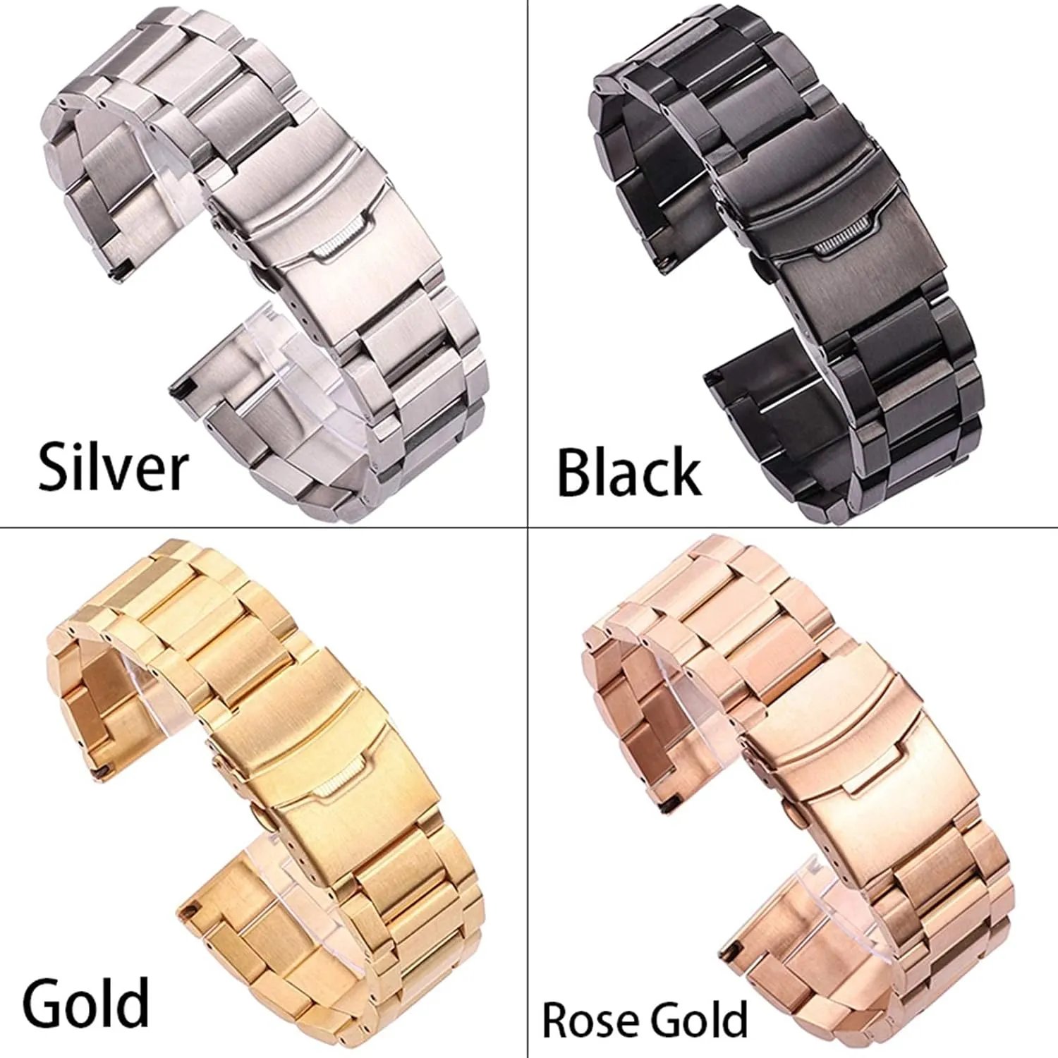 22mm 24mm brushed metal strap watch replacement accessories bracelet attain mercury fusion watch strap, stainless steel strap 18mm 20mm 
