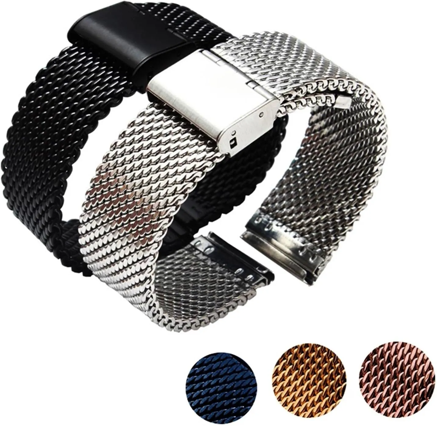 22mm 24mm Universal gradual beam transient superstitious Milanese Replacement Wrist Belt Bracelet Stainless Steel Mesh Watch Strap Watchbands 18mm 20mm 