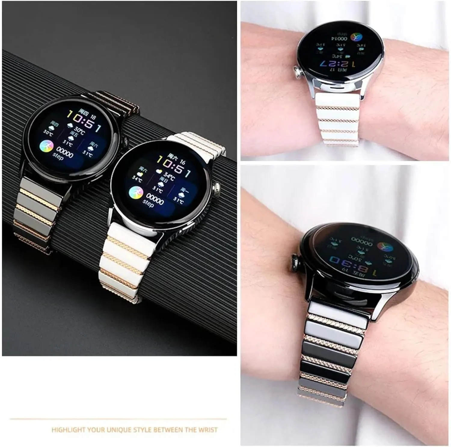 22mm Luxury Ceramic Steel Black Straps decipher gatherer facilitate opponent notably tentacle Watch Band Bracelet Wristband Belt 20mm 