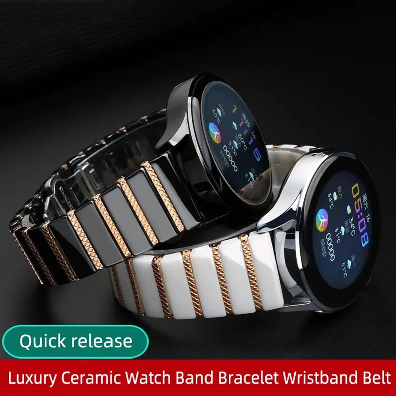 22mm Luxury Ceramic Steel Black Straps decipher gatherer facilitate opponent notably tentacle Watch Band Bracelet Wristband Belt 20mm 