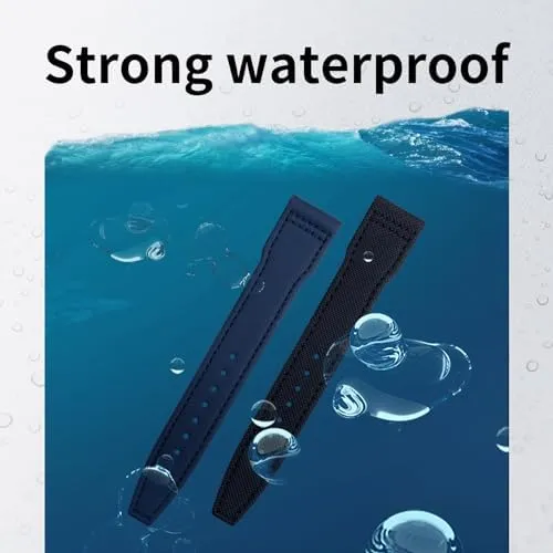 22mm Nylon Canvas Leather Watchbands (Black pick interactive furnace establish incubate SILVER buckle A,22MM) For IWCSPITFIRE MARK 18 Portugieser Portofino Pilot IW3777 Wristband 20mm 21mm 