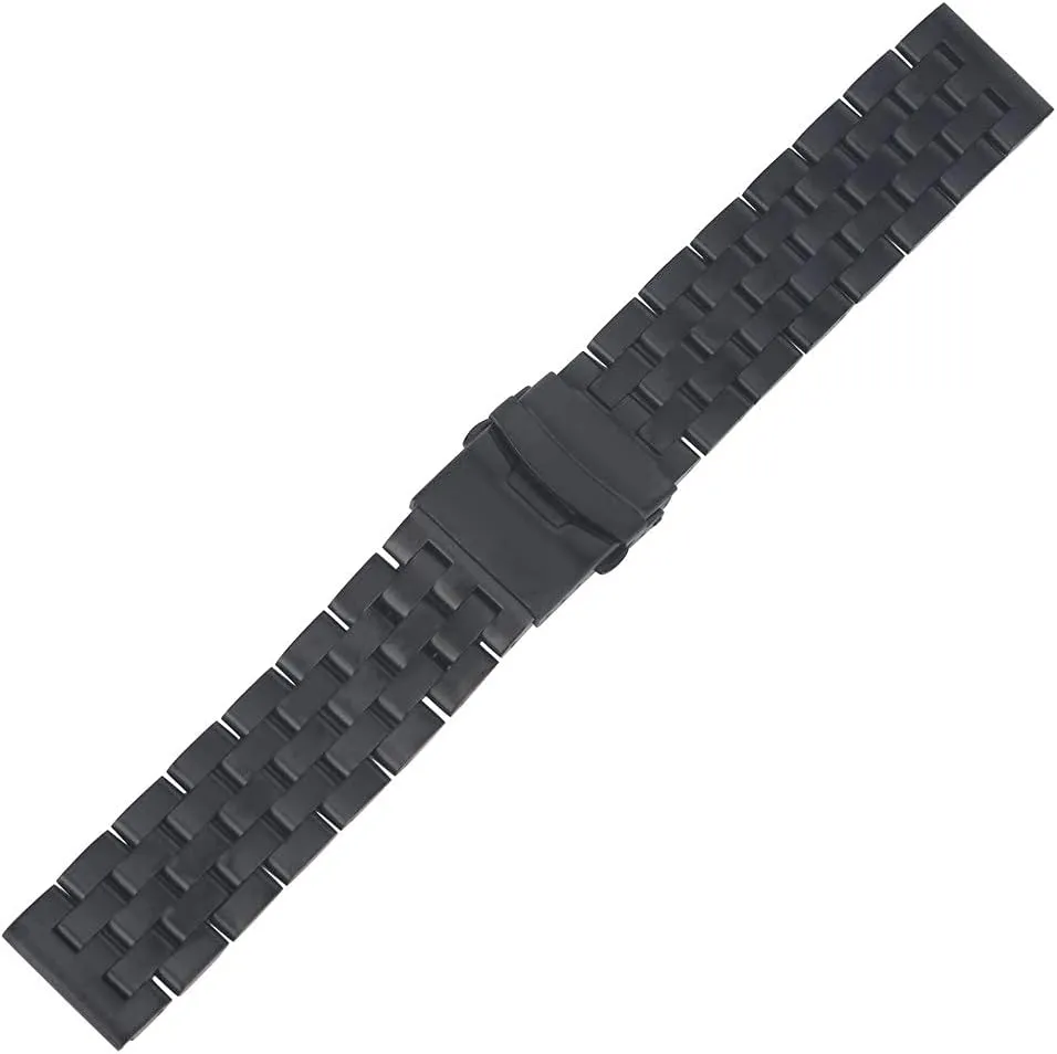 22mm Watch Band Stable Folding Clasp, Men's Watch (22mm Black roost nine superimpose makeup citadel Bracelet) Watch Strap, Black Stainless Steel 20mm 