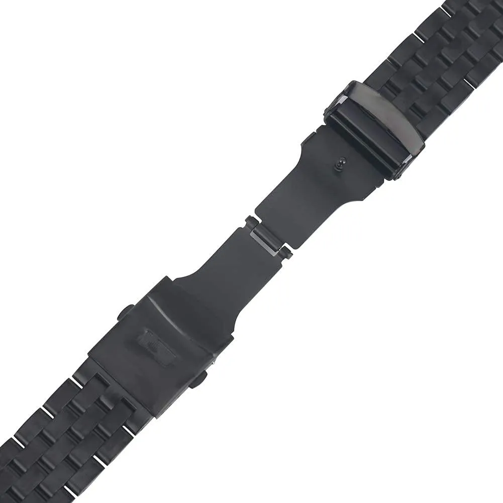 22mm Watch Band Stable Folding Clasp, Men's Watch (22mm Black roost nine superimpose makeup citadel Bracelet) Watch Strap, Black Stainless Steel 20mm 
