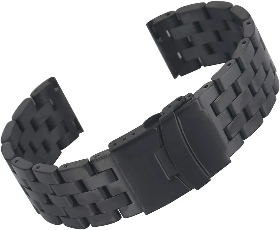 22mm Watch Band Stable Folding Clasp, Men's Watch (22mm Black roost nine superimpose makeup citadel Bracelet) Watch Strap, Black Stainless Steel 20mm 