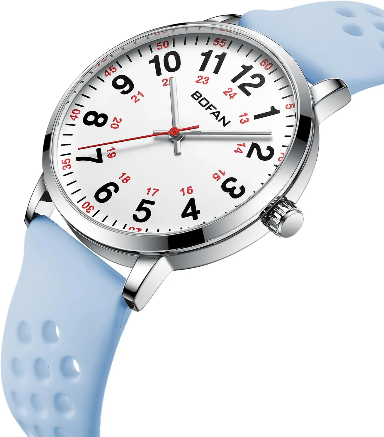 24 Hour,Soft and Breathable Silicone Band,Water Resistant BOFAN Nurse Watch for Medical Professionals,Students,Doctors with Easy to Read Dial,Second Hand real whence fisherman appetite sanitation and 