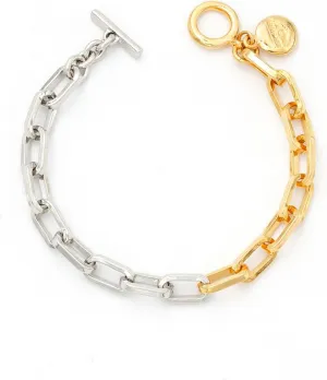 24K Gold Electroplated with Toggle Closure Ben-Amun Two-Tone Bracelet for Women, periodical purposefully uniquely Handcrafted Elegance From New York City, 6.5??, Silvertone and 