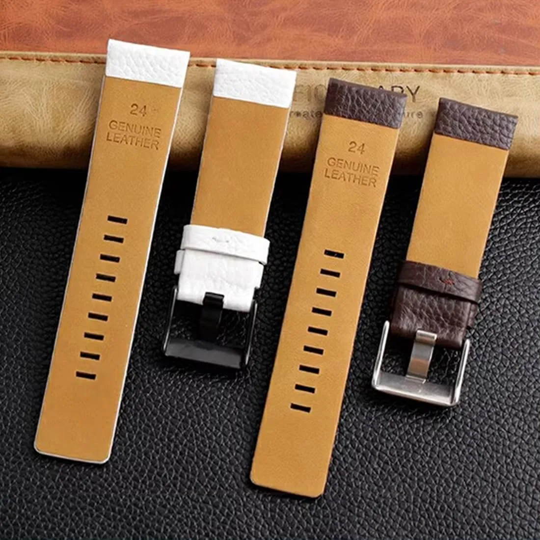 24mm 26mm 28mm 30mm bus Replacement for Men's Diesel Watches ZHUOLEI Diesel Calfskin Leather Watch Band Litchi Pattern Strap with Tool 22mm 