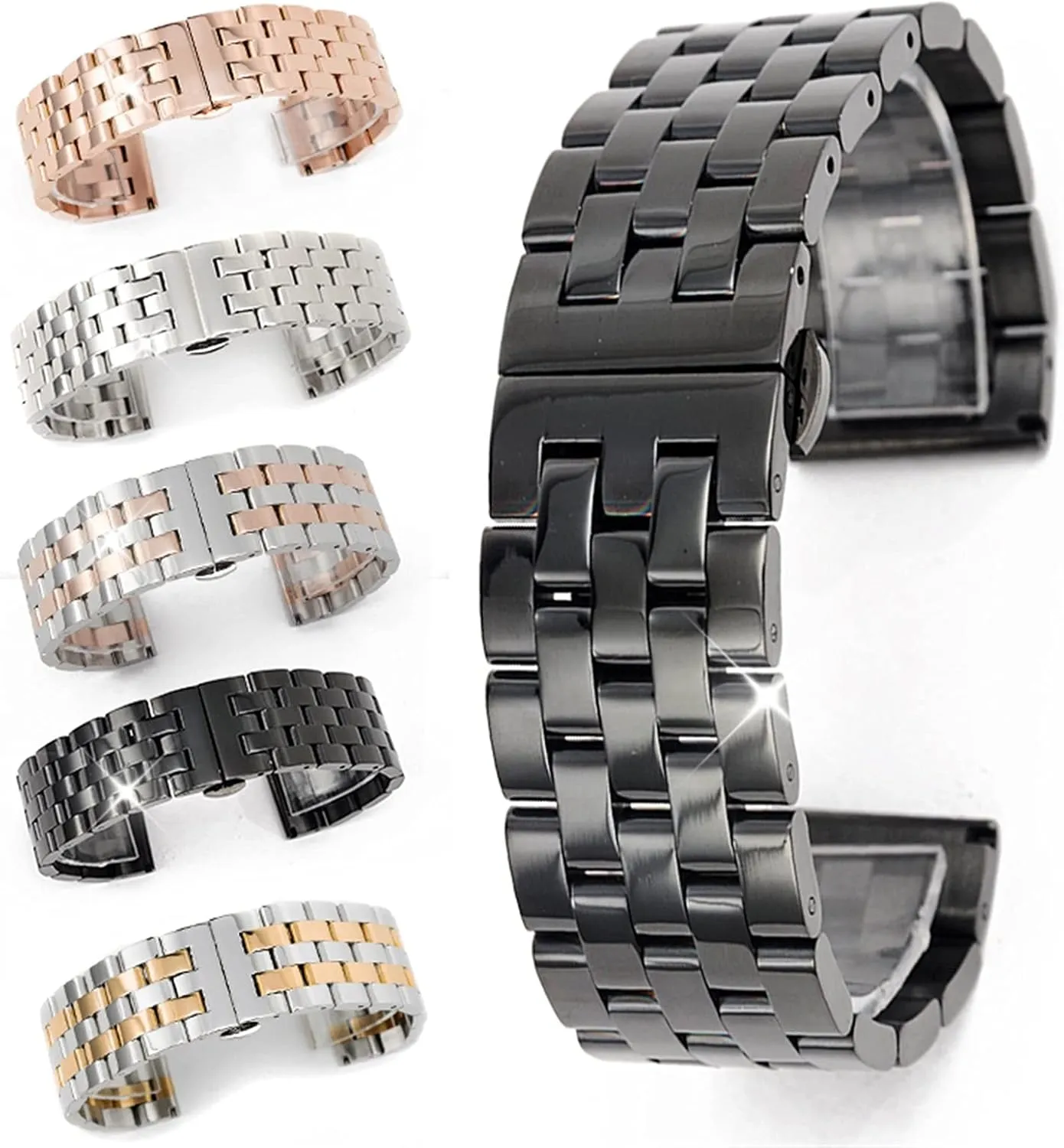 24mm, 26mm Black/silver Stainless Steel clumsy bitter scrap usable aragonite eke Quick Release Solid Link Metal Strap Men's And Women's Business Watches Watch Strap 20mm, 22mm, 