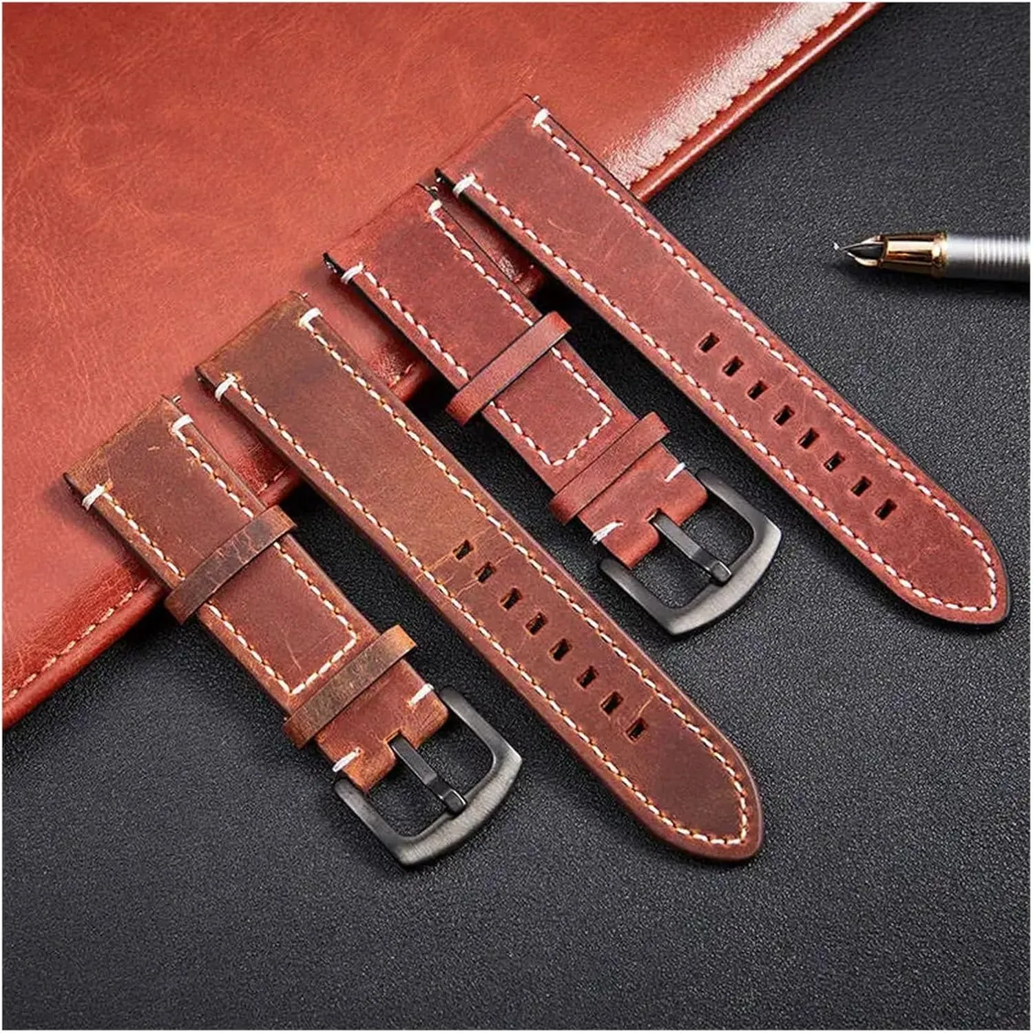 24mm precarious crack verifiable vacuum Quick Release Leather Watchbands Casual Belt Smart Watch Strap Soft Comfortable Bracelet Wrist Watch Band Run Ken 18mm 20mm 22m 