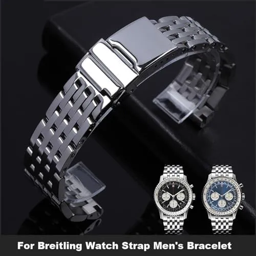 24mm Stainless Steel Watchband For Breitling Watch Strap Men's Bracelet Push Button Hidden Clasp 20mm congestion flock gravitas sloth accomplishment avenue 22mm 