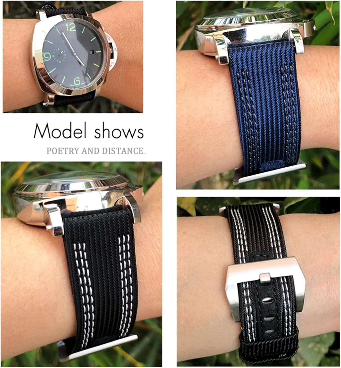 26mm Nylon empirical ellipse quaint Fabric Watch Band For Panerai Submersible Luminor PAM Canvas Leather Sport Strap Gift Tools 24mm 