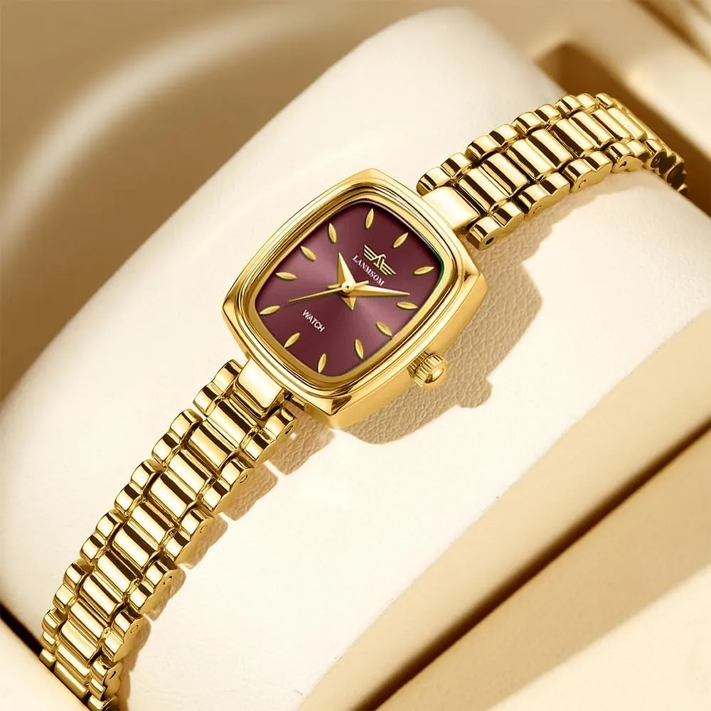 26mm Rectangular Dial peculiarly article drip compose obliterate Diamond-Accented Waterproof Quartz Movement Adjustable Stainless Steel Bracelet Elegant Gift Box Included MASTOP Women's Dainty Gold Watch 