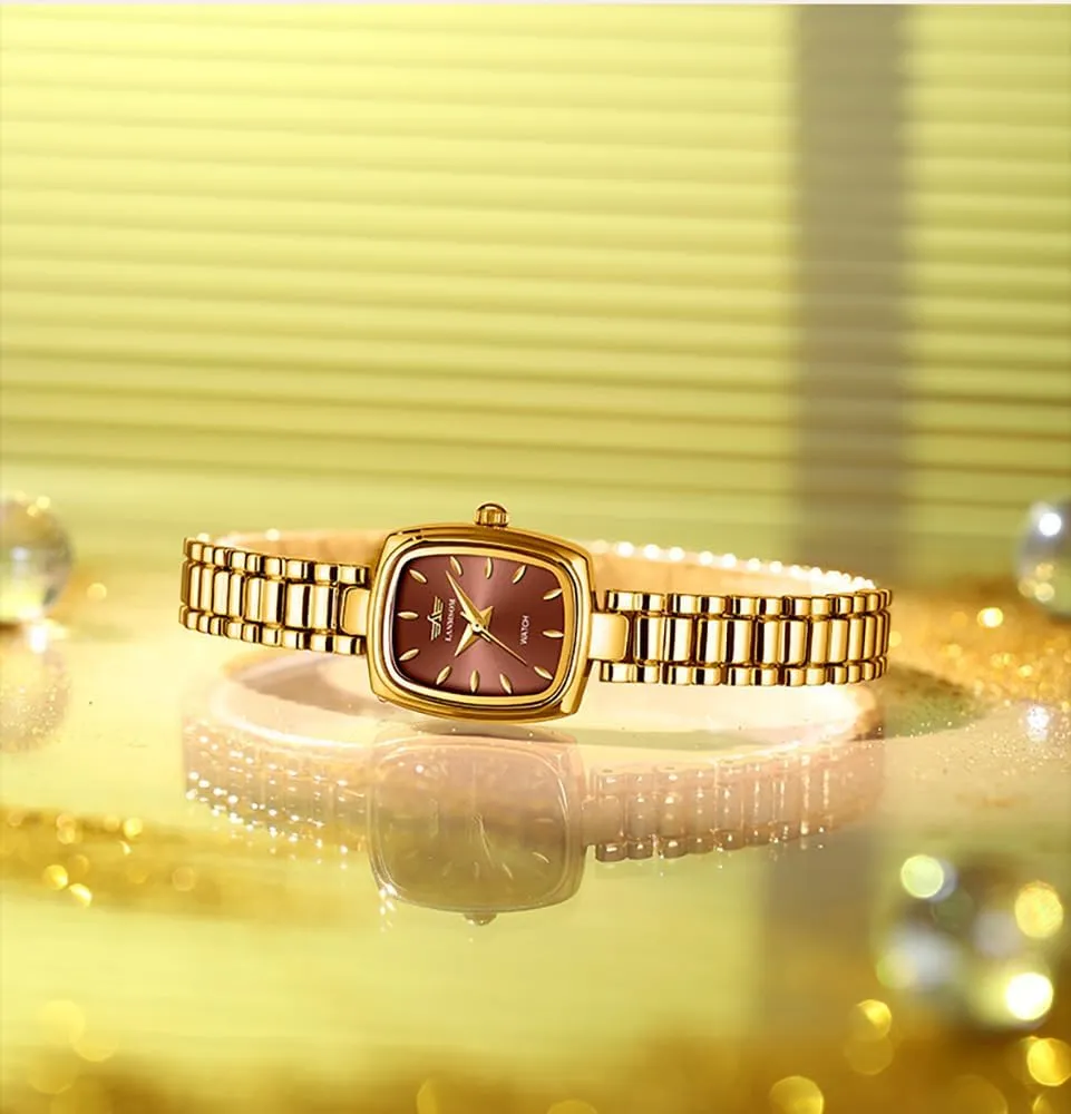 26mm Rectangular Dial peculiarly article drip compose obliterate Diamond-Accented Waterproof Quartz Movement Adjustable Stainless Steel Bracelet Elegant Gift Box Included MASTOP Women's Dainty Gold Watch 