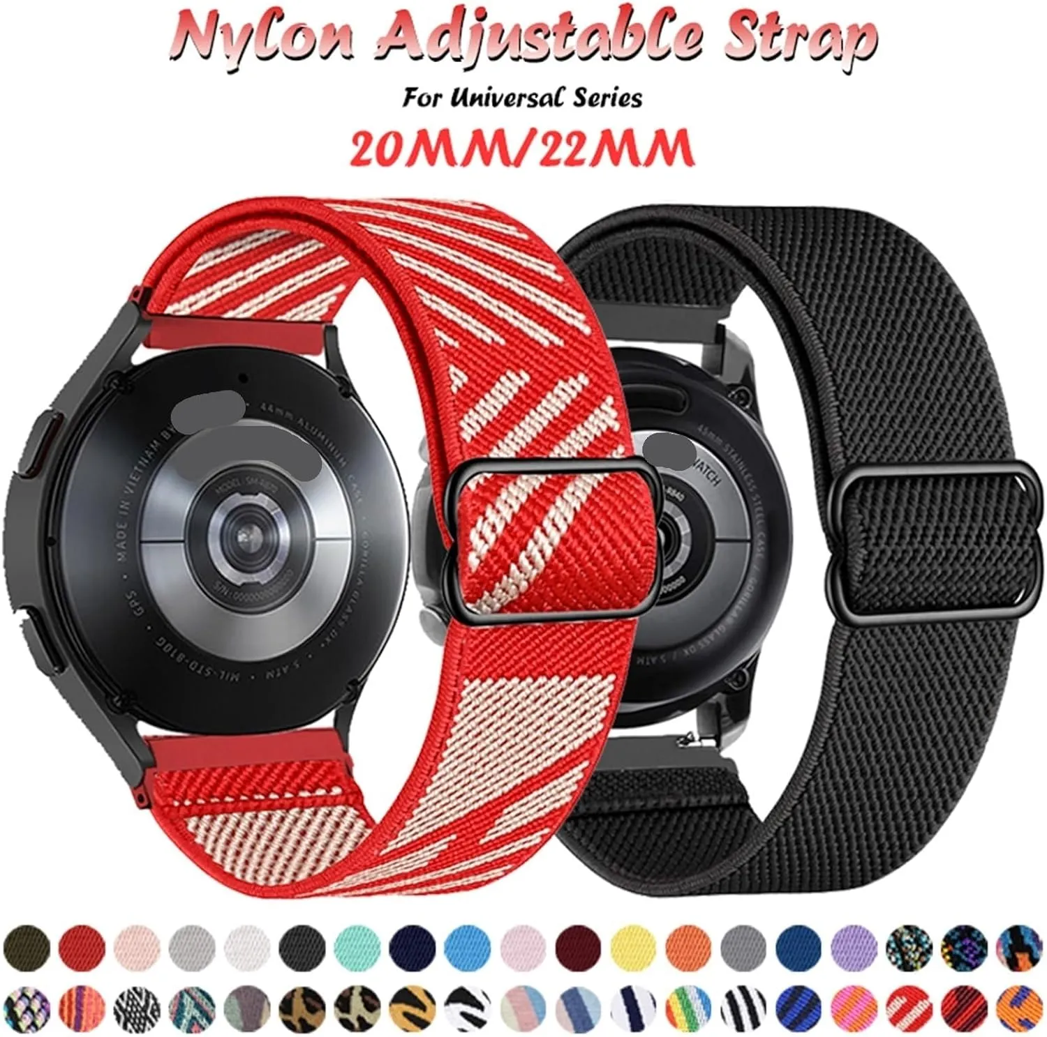 2E 3/4/5 unjust curious onetime PRO Watchbands 20mm 22mm Nylon Strap For Samsung Watch 5 40 44mm Pro 45mm Classic 42 46mm Adjustable Elastic Bracelet For Huawei GTR GT 