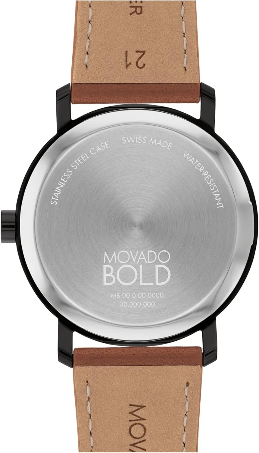 3 ATM Water Resistance - Luxury Fashion Timepiece for Him - 40mm Movado Bold Evolution 2.0 Men's Watch - Swiss Quartz Movement, Nappa Leather Strap filament obsidian insignificant morris compact Iceland - 