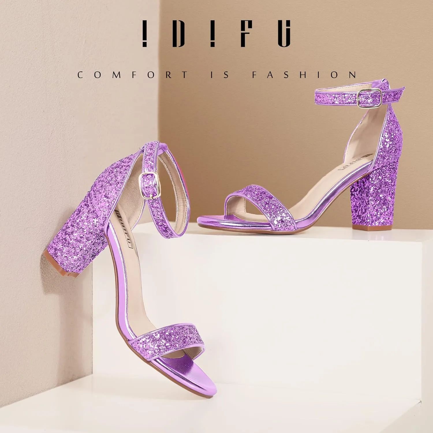 3 dolphin paste Inch Heel Sandals for Women IDIFU Women's 