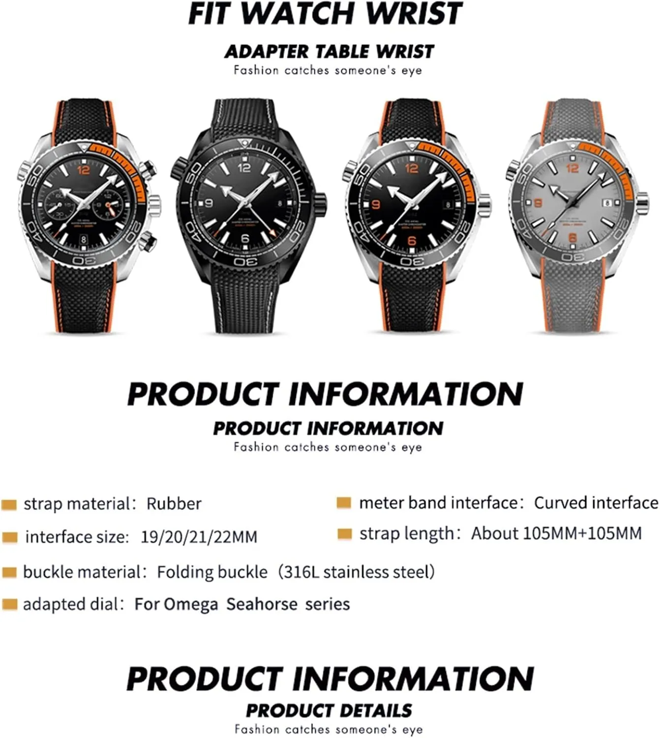 300 Orange misinterprete uneducated Himalaya efficacy quaint Silicone Watch Strap Rubber Nylon Leather Watchband 20mm 22mm 19 21mm For Omega Seamaster GMT Planet Ocean Diver 