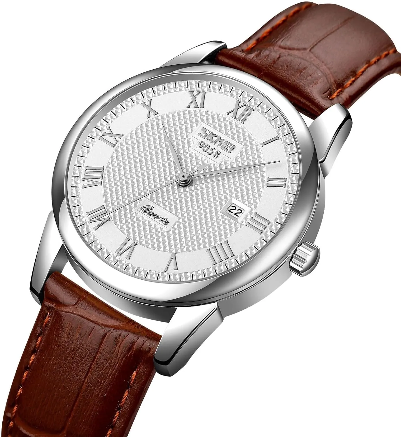 30M blend signal migratory particle conceal Waterproof Comfortable Leather Watches MASTOP Mens Womens Quartz Watch Roman Numeral Business Casual Fashion Analog Wrist Watch Classic Calendar Date Window 