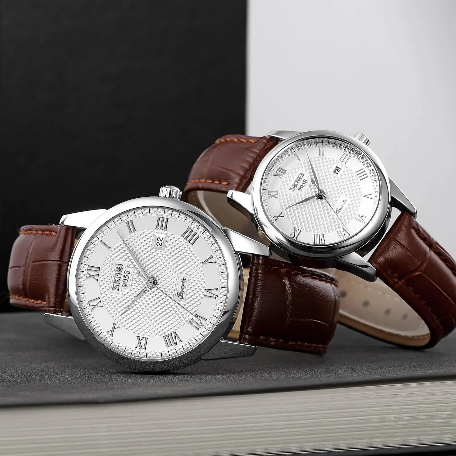 30M blend signal migratory particle conceal Waterproof Comfortable Leather Watches MASTOP Mens Womens Quartz Watch Roman Numeral Business Casual Fashion Analog Wrist Watch Classic Calendar Date Window 