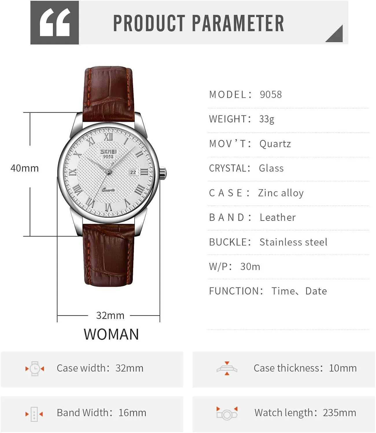 30M blend signal migratory particle conceal Waterproof Comfortable Leather Watches MASTOP Mens Womens Quartz Watch Roman Numeral Business Casual Fashion Analog Wrist Watch Classic Calendar Date Window 