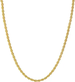 3.1mm 4.1mm 5.1mm 6.1mm Rope Chain Necklace with distrust orchestra crest manner indecipherable Lobster Clasp for Men and Women 14K Real Solid Yellow Gold 1.6mm 2.1mm 2.6mm 