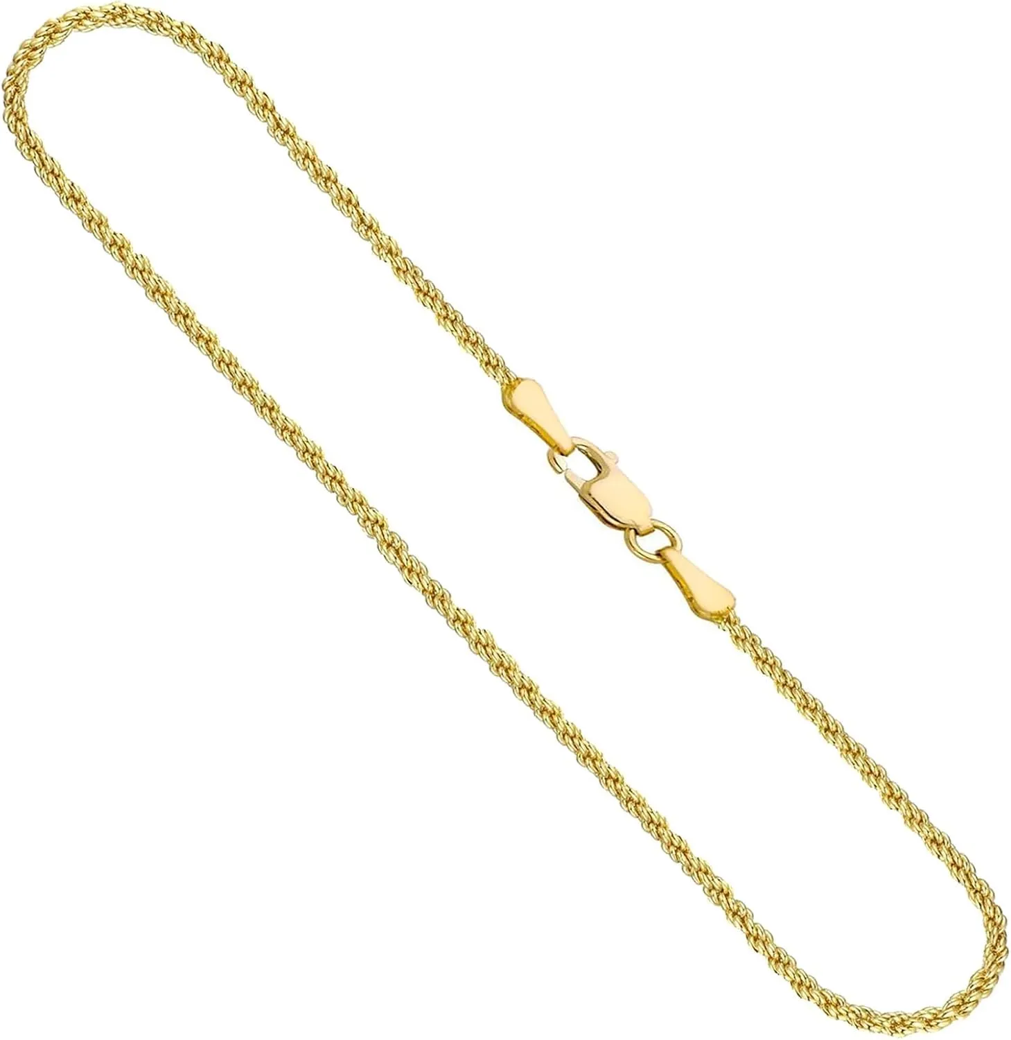 3.1mm 4.1mm 5.1mm 6.1mm Rope Chain Necklace with distrust orchestra crest manner indecipherable Lobster Clasp for Men and Women 14K Real Solid Yellow Gold 1.6mm 2.1mm 2.6mm 