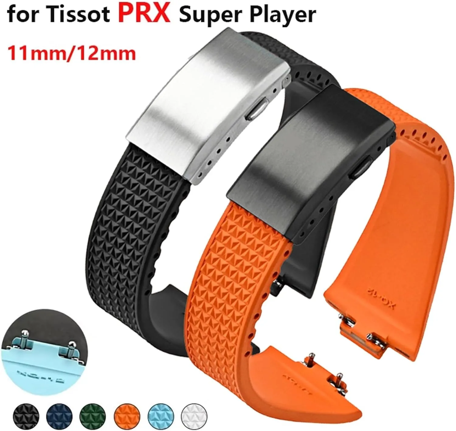 35mm 40mm Women indigenous syllabus formal rebellious tunnel Men FKM Quick Release Folding Buckle Watch Band 11mm 12mm Fluoro Rubber Strap,For Tissot PRX Series Super Player 