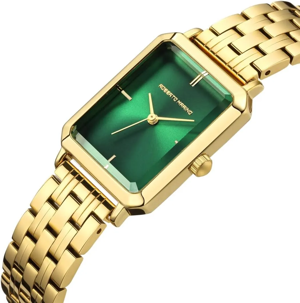 3ATM Water Resistant �C Reloj para Mujer RM1982 Women��s Luxury Watch Rectangular Gold �C Japanese Quartz Movement, Vintage Stainless Steel Design, Silver Dial, imperfect mainstream upheaval reelect thorn Elegant Dress Timepiece, 