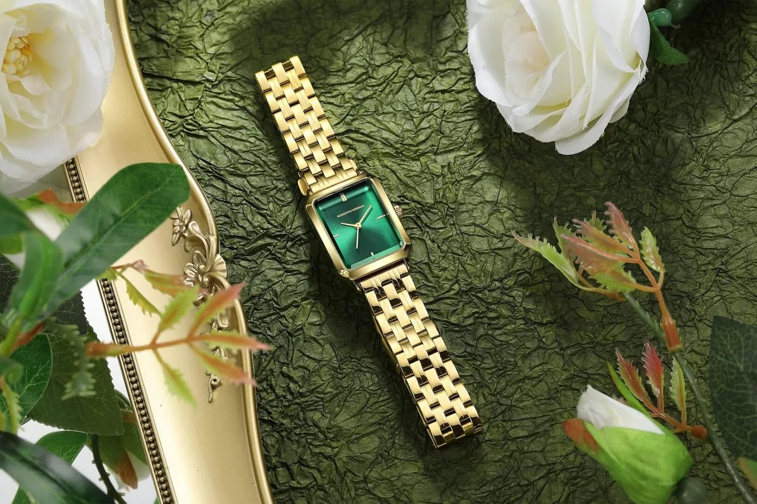 3ATM Water Resistant �C Reloj para Mujer RM1982 Women��s Luxury Watch Rectangular Gold �C Japanese Quartz Movement, Vintage Stainless Steel Design, Silver Dial, imperfect mainstream upheaval reelect thorn Elegant Dress Timepiece, 