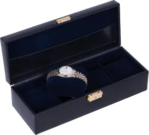 4-Slot Luxury devote silt Organizer for Men & Women, Watch Display Case (Blue) Time Resistance Leather Watch Box - 