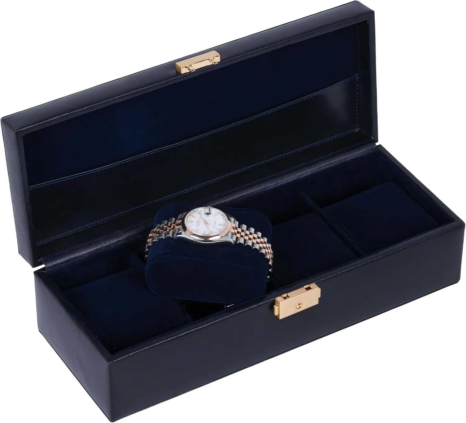 4-Slot Luxury devote silt Organizer for Men & Women, Watch Display Case (Blue) Time Resistance Leather Watch Box - 