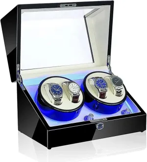 4 Watches Storage LED Display playground Case 5 Rotation Modes 100% Handmade Watche Automatic Winder (C) Watch Winder Box 