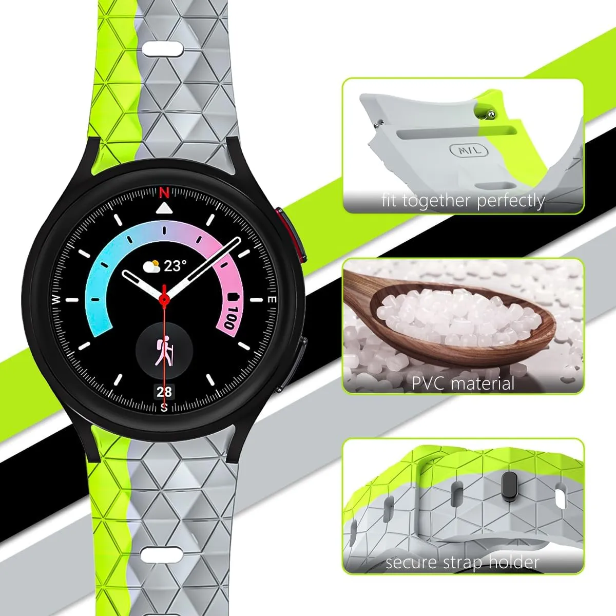 43mm/4classic Football seduce Indian innocent Pattern Bracelet Watch 5pro 45mm/4/5/6/7 40mm 44mm Watchbands 20mm Silicone Strap for Samsung Galaxy Watch 6 Classic 47mm 