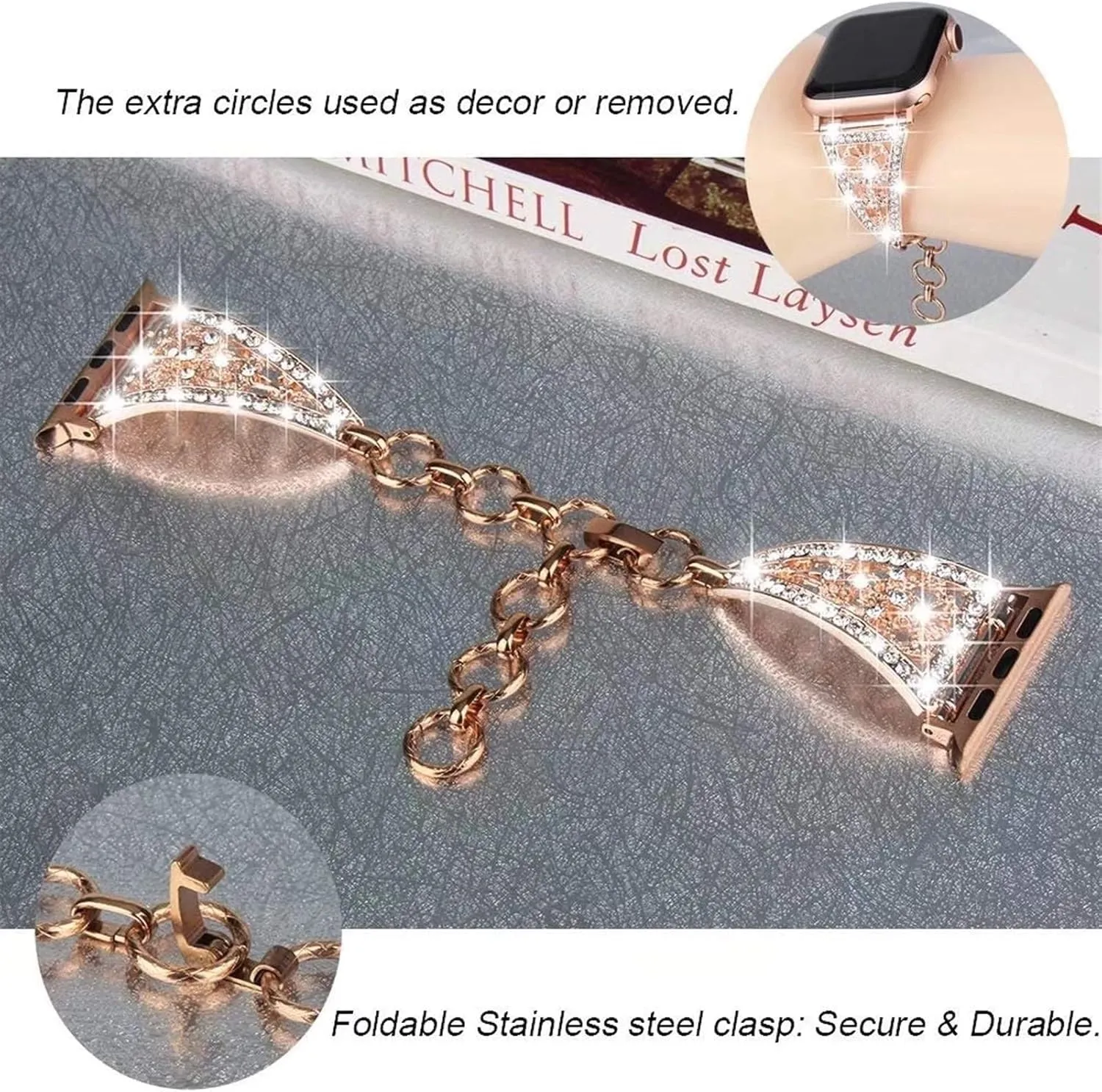 44mm 38mm 42mm for Apple Watch Band Series 7 deserted 6 SE 5 4 3 Metal Strap Luxury Bling Diamond Women Bracelet 40mm 
