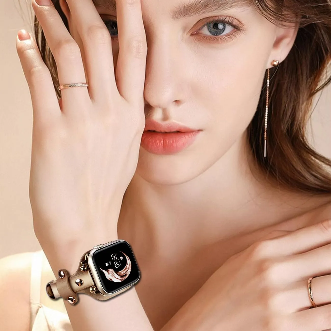 44mm 45mm, Vintage Punk Leather Watch Strap Bracelet for iWatch Series SE 8 7 6 5 4 3 2 1 Women Men Juntan Cuff Leather Watch screw Band Compatible for Apple Watch 38mm 40mm 41mm 42mm 