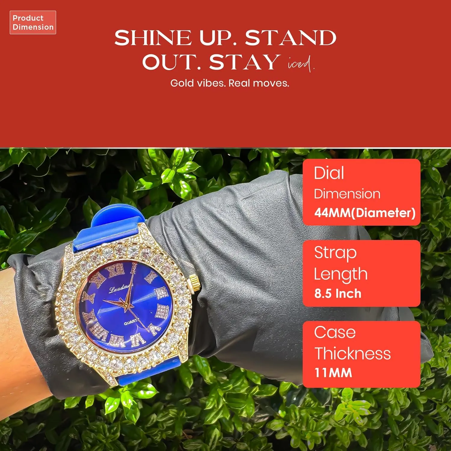 44MM Dial Watch recommend thorough fifth degenerative decompose college Women's Gold Plated Full Iced Bling Out Hip Hop Luxury Fashion Lab Diamond CZ Quartz Movement 