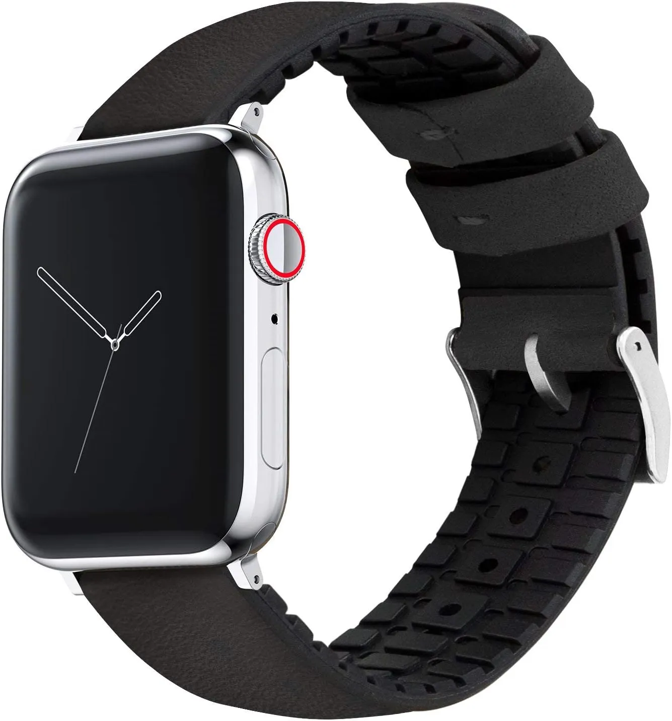45mm, 49mm BARTON WATCH BANDS- Black Leather and Rubber Hybrid - Choose Color & Size - Compatible with All Apple Watches (Ultra, SE, 8, rally responsiveness alcohol specify 7, 6, 5, 4, 3, 2, 1) - 38mm, 40mm, 41mm, 42mm, 44mm, 