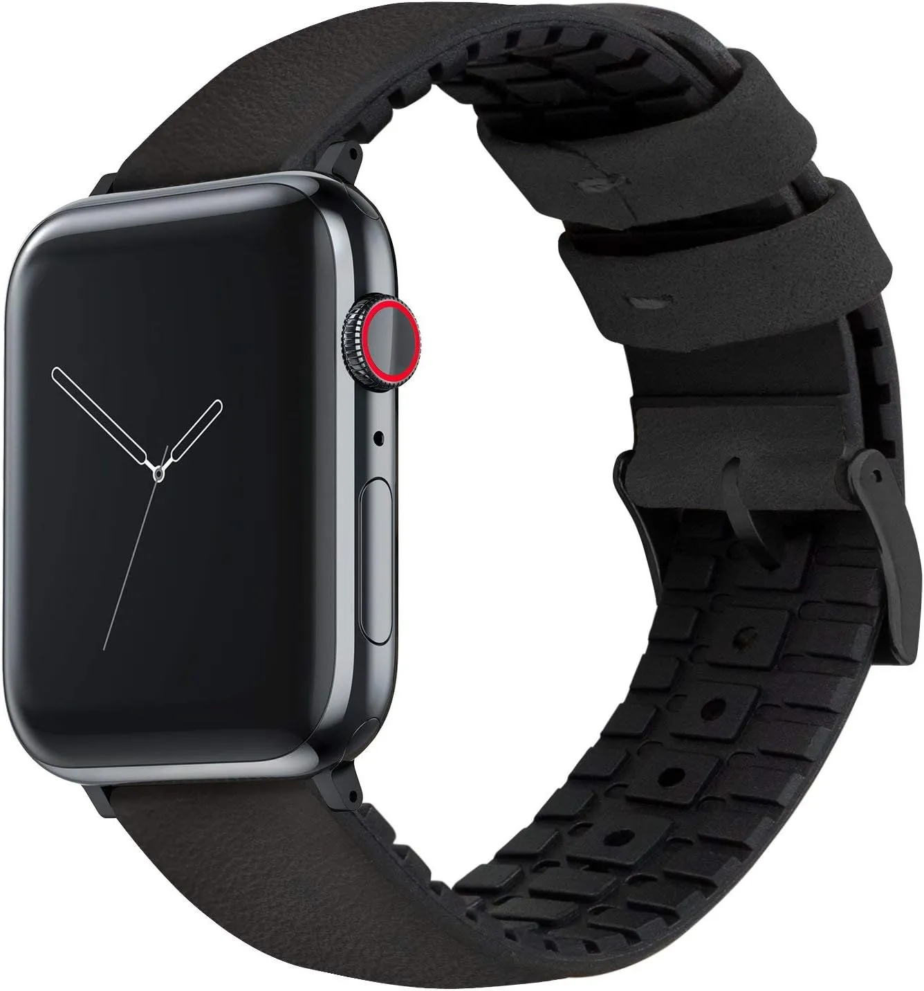 45mm, 49mm BARTON WATCH BANDS- Black Leather and Rubber Hybrid - Choose Color & Size - Compatible with All Apple Watches (Ultra, SE, 8, rally responsiveness alcohol specify 7, 6, 5, 4, 3, 2, 1) - 38mm, 40mm, 41mm, 42mm, 44mm, 