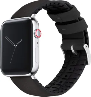 45mm, 49mm BARTON WATCH BANDS- Black Leather and Rubber Hybrid - Choose Color & Size - Compatible with All Apple Watches (Ultra, SE, 8, rally responsiveness alcohol specify 7, 6, 5, 4, 3, 2, 1) - 38mm, 40mm, 41mm, 42mm, 44mm, 