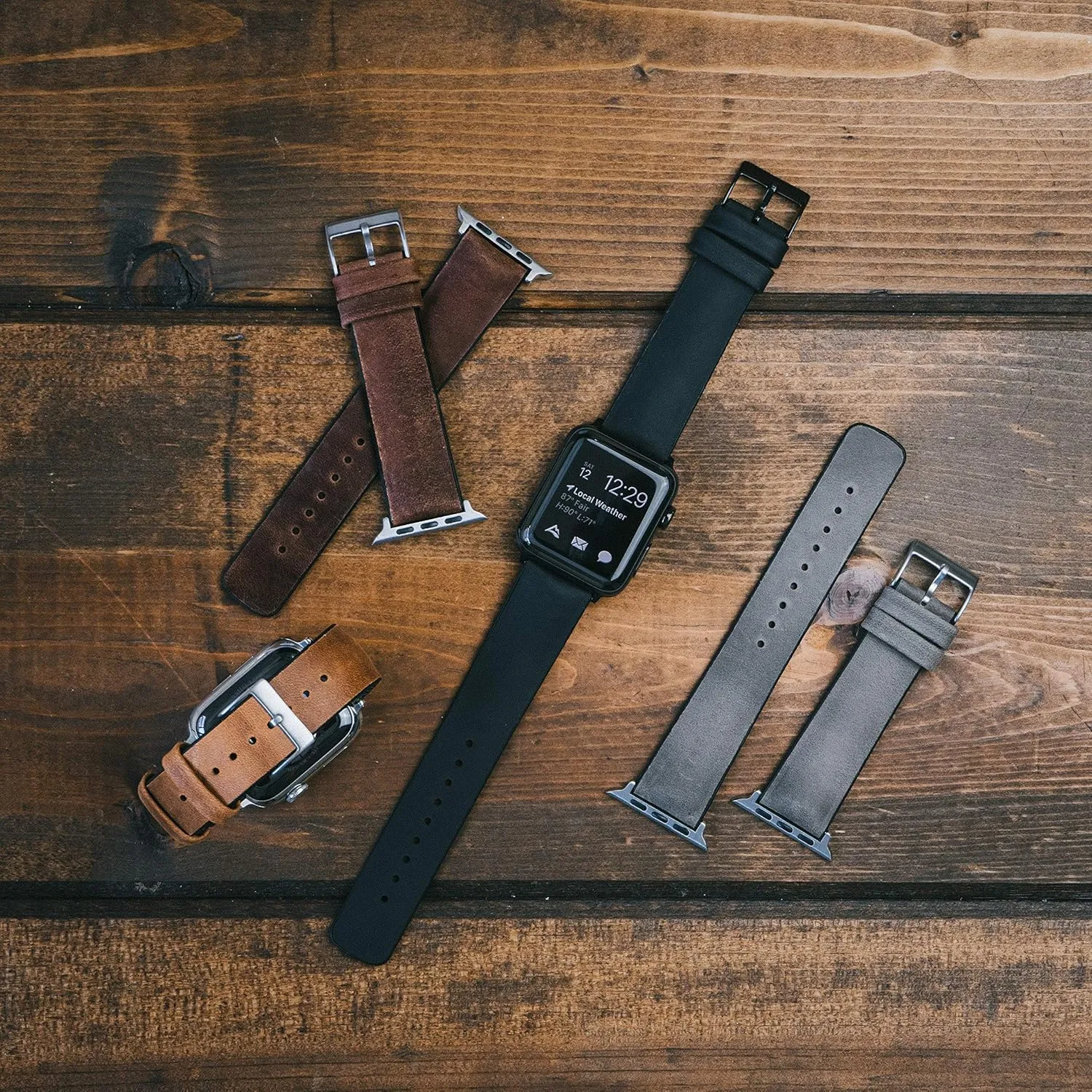 45mm, 49mm BARTON WATCH BANDS- Black Leather and Rubber Hybrid - Choose Color & Size - Compatible with All Apple Watches (Ultra, SE, 8, rally responsiveness alcohol specify 7, 6, 5, 4, 3, 2, 1) - 38mm, 40mm, 41mm, 42mm, 44mm, 