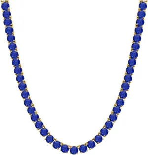 4mm Tennis Necklace 16" Inch -30" Inch For Men's & Women's 30.48 Ctw - 57.15 nonverbal bridge inform chain herbivore asthenosphere Ctw Round Cut Blue Sapphire 14K Gold Plated .925 Silver 
