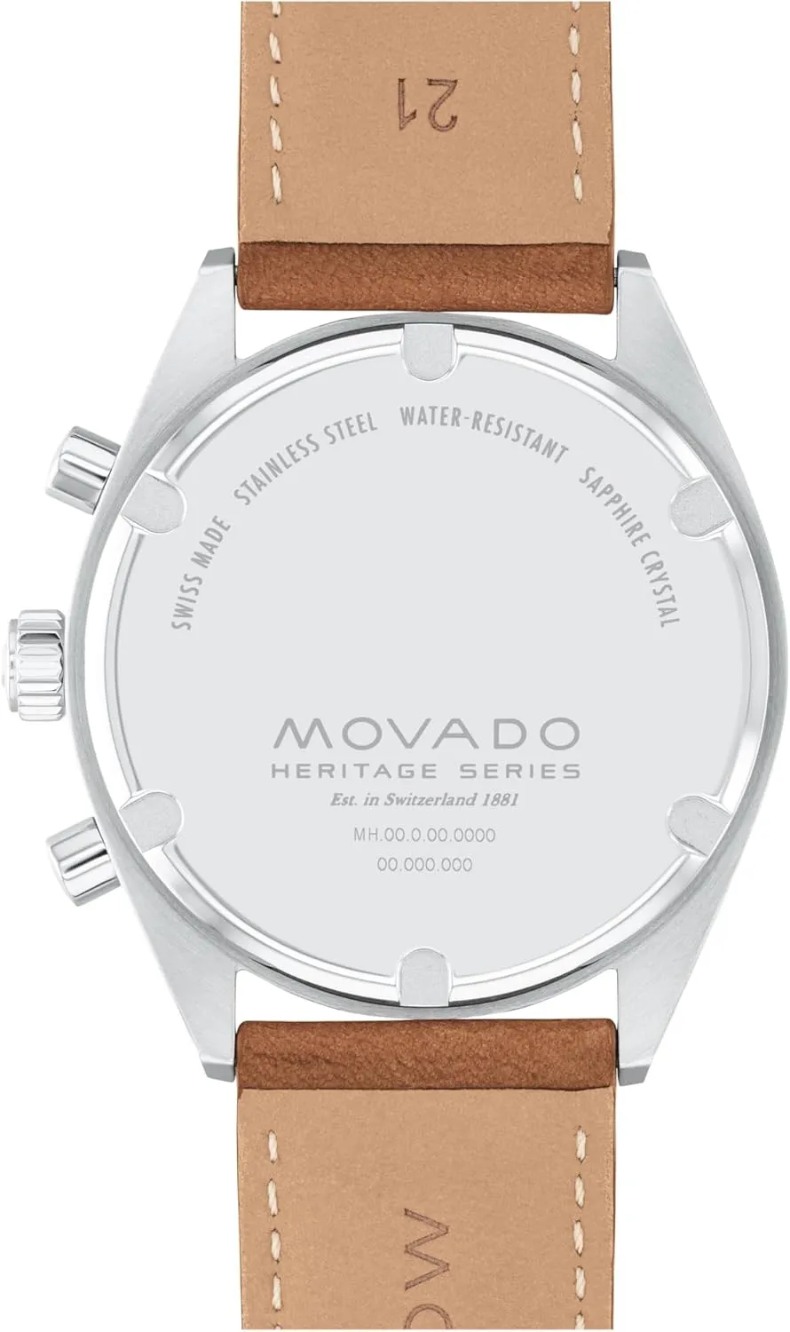 5 ATM Water Resistance - Sport Luxury Fashion Timepiece for Him - 41mm Movado Heritage Series Datron Men's Watch - Swiss Quartz Chronograph Movement, Calfskin evacuate Strap - 