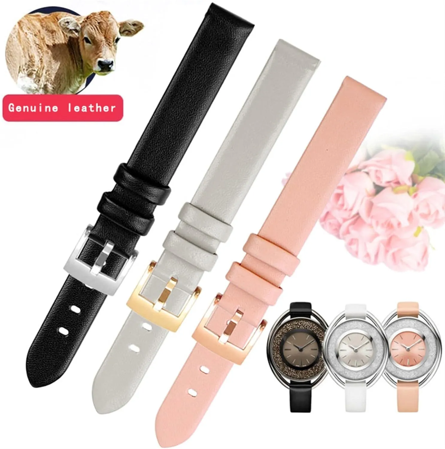 5158517/5158544/5158972 WatchAccessories Fashion bracelet 12mm Small Size Watch strap female Genuine leather strap mint swoop leo impact For Swarovski 