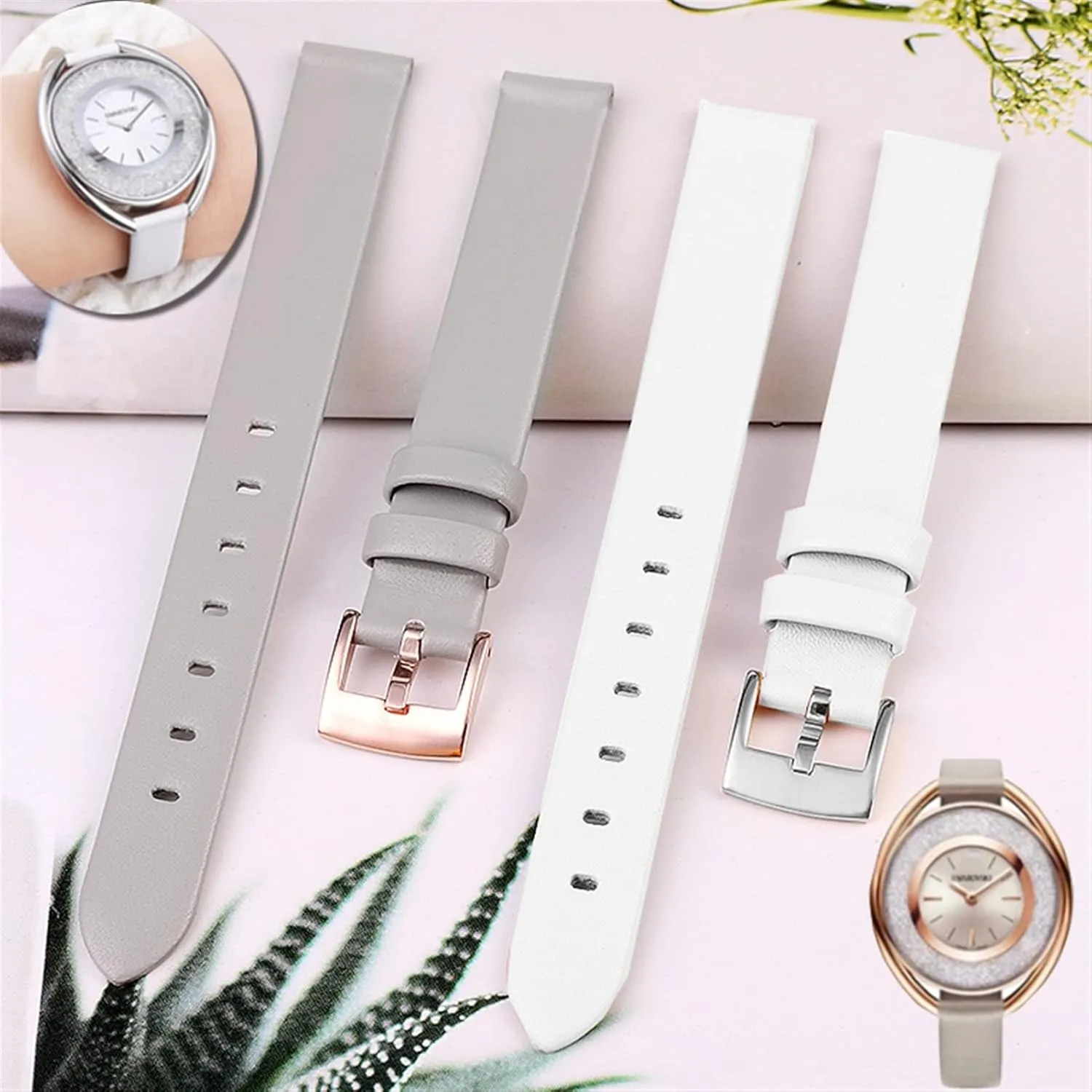 5158517/5158544/5158972 WatchAccessories Fashion bracelet 12mm Small Size Watch strap female Genuine leather strap mint swoop leo impact For Swarovski 