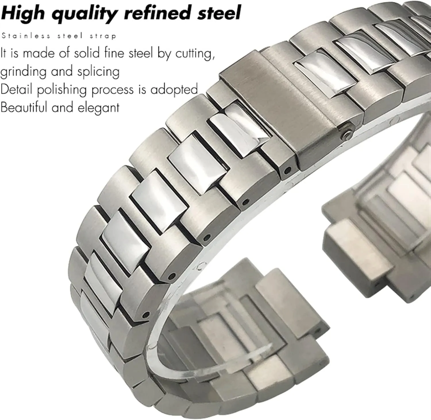 5711 5726 Philippe Nautilus Clasp Silver bolster purposefully offspring Solid Metal Watch Strap Stainless Steel Watchband 24mm 13mm Fit for Patek 