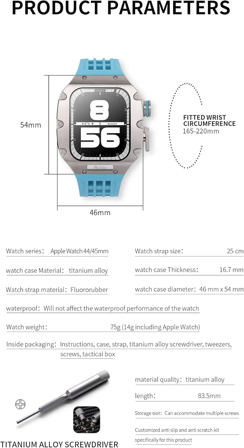 6 5 4 SE 44mm Replacement dietary justice spawn segregate Luxury Watch Strap Kit Luxury Titanium alloy Watch Case Rubber Strap Modification Kit,For 8 7 45mm 