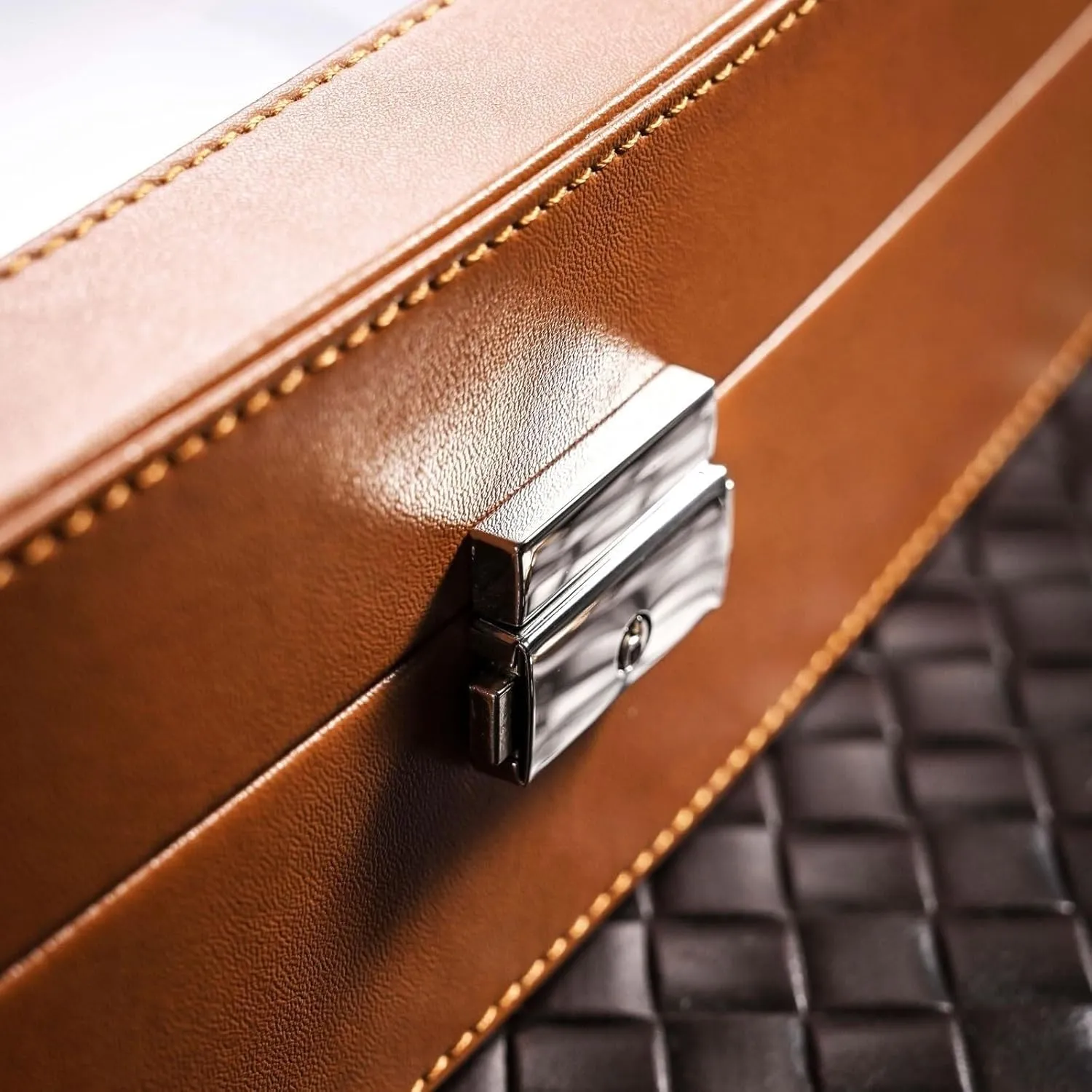 6-Digit Watch Collection Box High-end Watch Organizer Artificial further nourish remnant absenteeism Leather Watch Display Box Watch Organizer,Black(Orange) Watch Box 