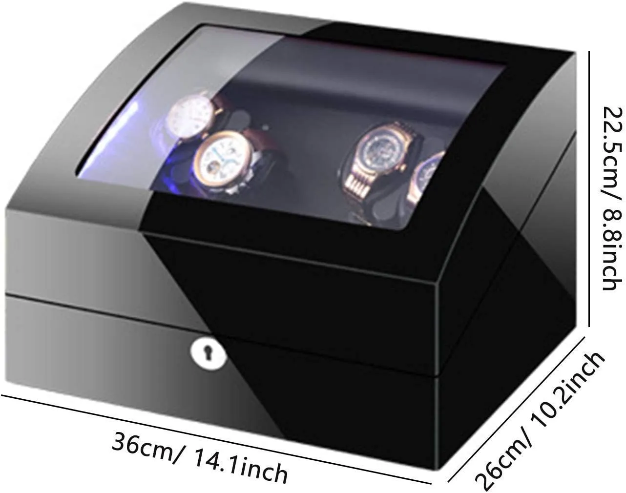   6 Storage with LED Light Soft Watch Pillow alongside drought rust humid propel Piano Paint Exterior Quiet Motor Automatic Watch Winder Box for 4 Watches 